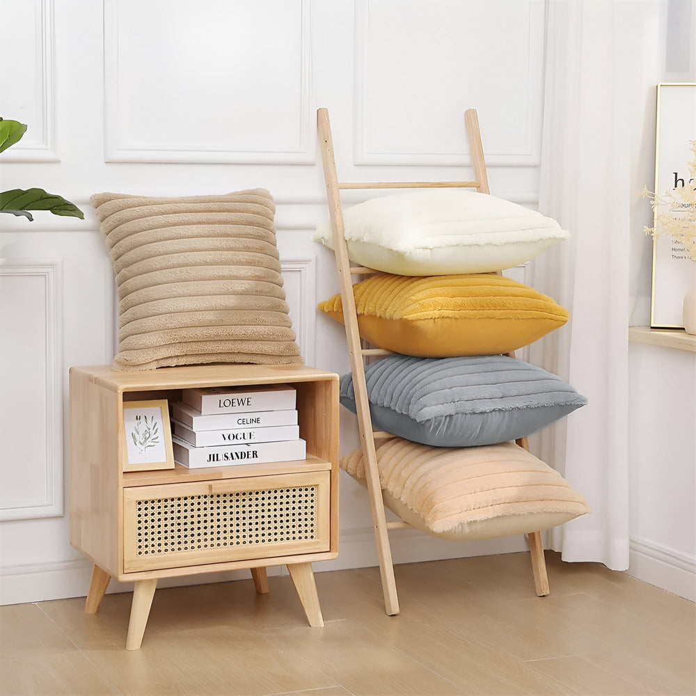 Stylish Striped Plush Cushion Covers Set of 2 – Hypoallergenic Sofa and Couch Cushion Covers for Elegant Home Decor 1