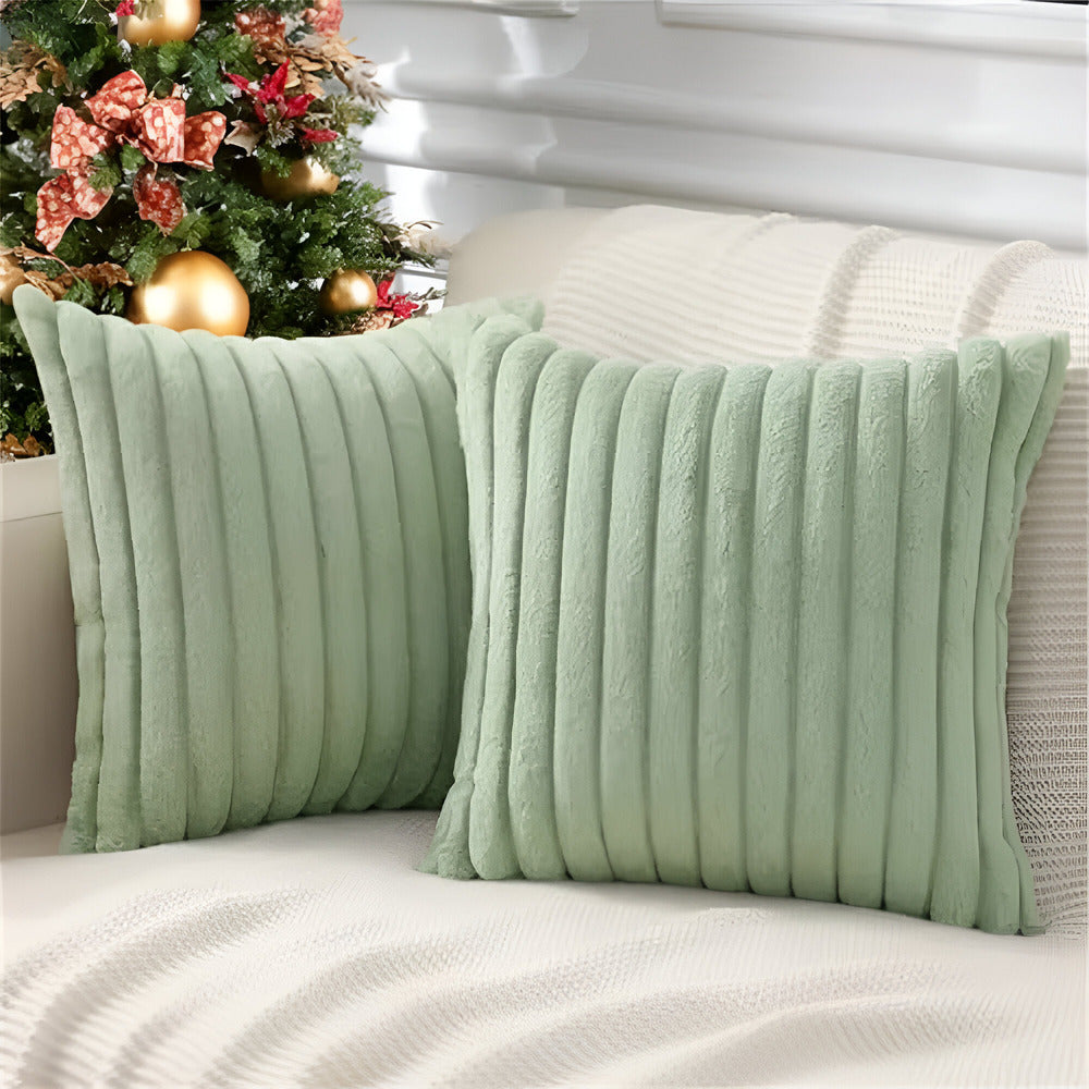 Stylish Striped Plush Cushion Covers Set of 2 – Hypoallergenic Sofa and Couch Cushion Covers for Elegant Home Decor 10