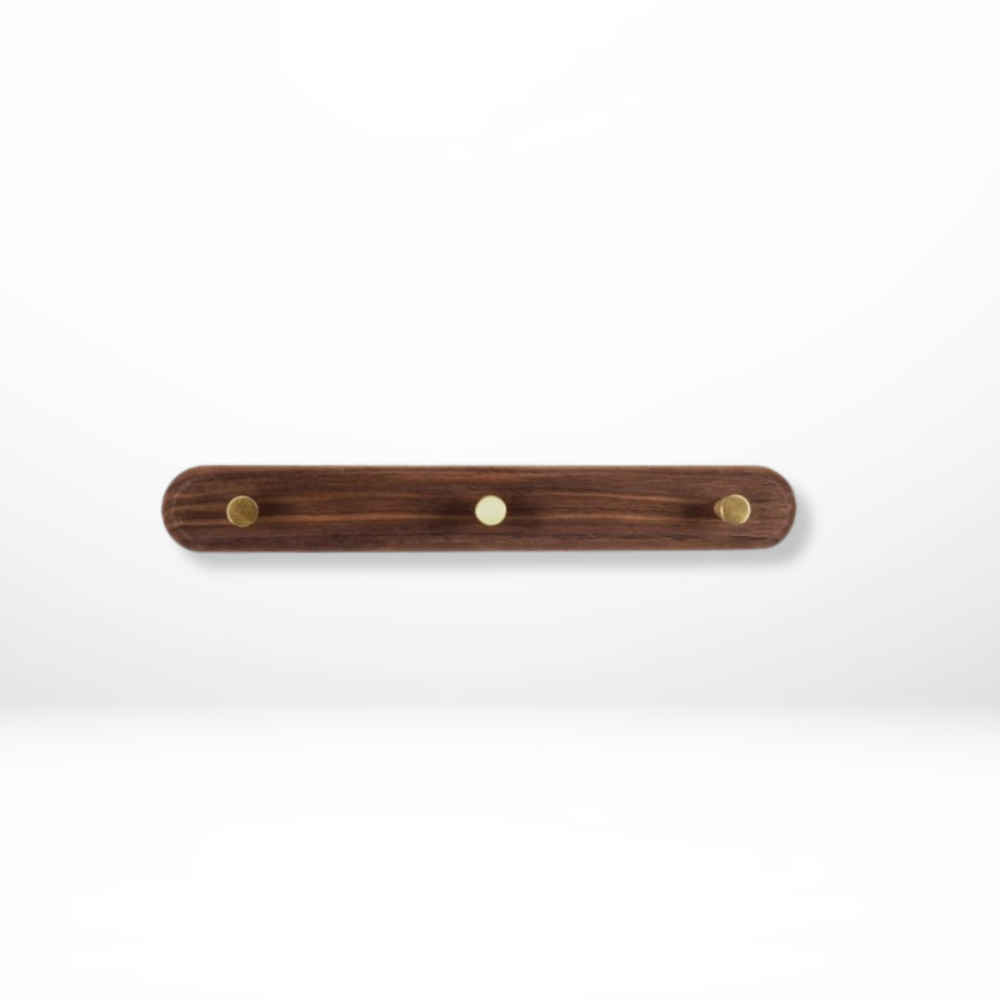 Stylish Wooden Wall Hooks with Brass Accents – Coat Hooks for Wall, Space-Saving Organizer for Coats, Keys, and Bags 10