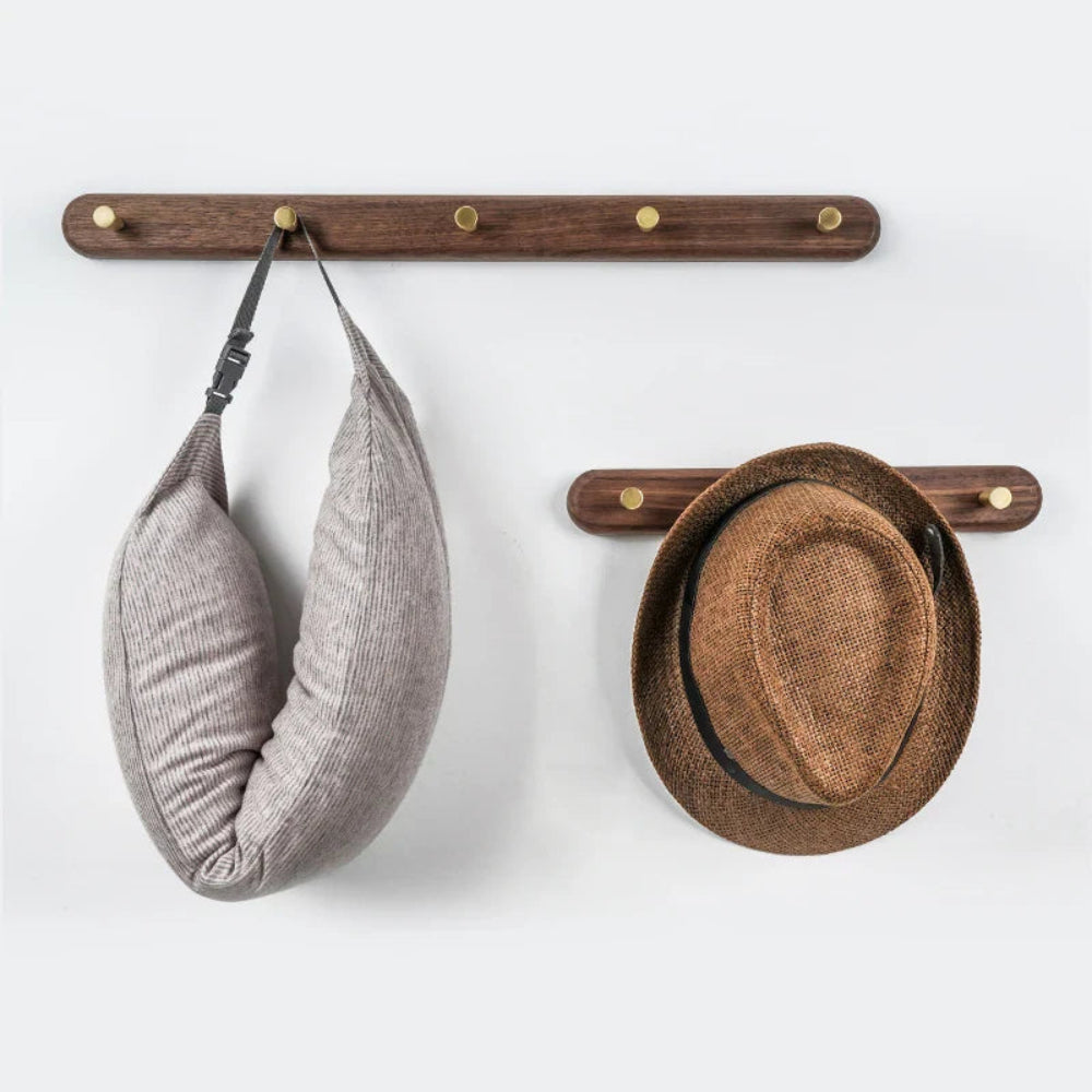 Stylish Wooden Wall Hooks with Brass Accents – Coat Hooks for Wall, Space-Saving Organizer for Coats, Keys, and Bags 4