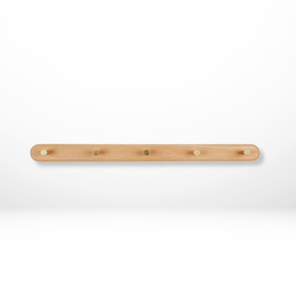Stylish Wooden Wall Hooks with Brass Accents – Coat Hooks for Wall, Space-Saving Organizer for Coats, Keys, and Bags 7
