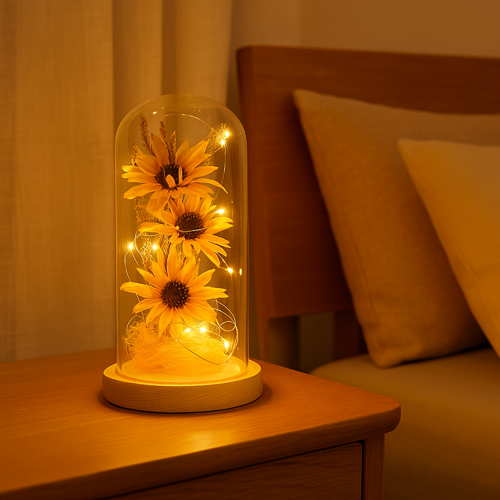 Sunflower Table Lamp with Touch Dimmer – Warm White LED for Bedroom or Living Room, Adjustable Brightness and Flexible Shaft 2