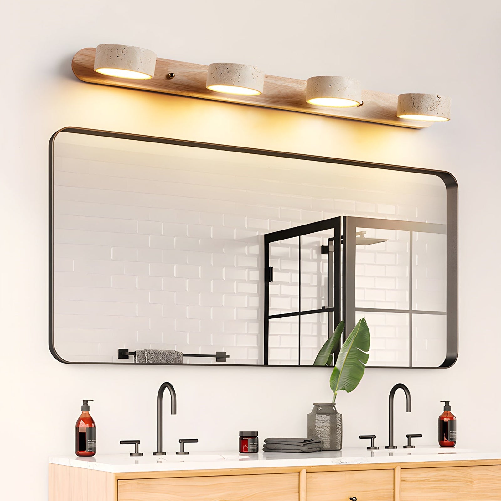 Travertine Wood Wall Light with Integrated LED – Elegant Indoor Wall Lamp for Living Room, Bedroom, and Hallway 2