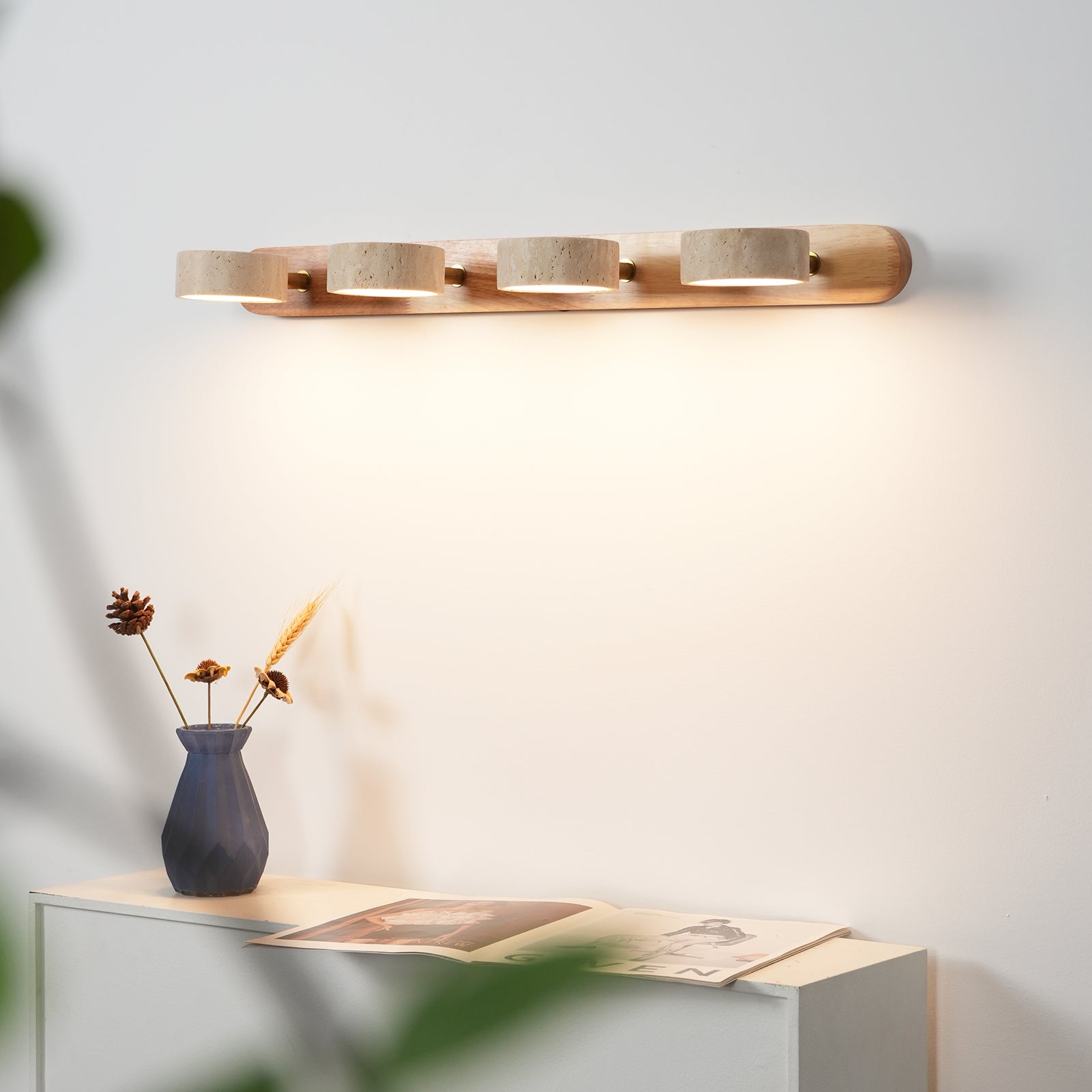 Travertine Wood Wall Light with Integrated LED – Elegant Indoor Wall Lamp for Living Room, Bedroom, and Hallway 4