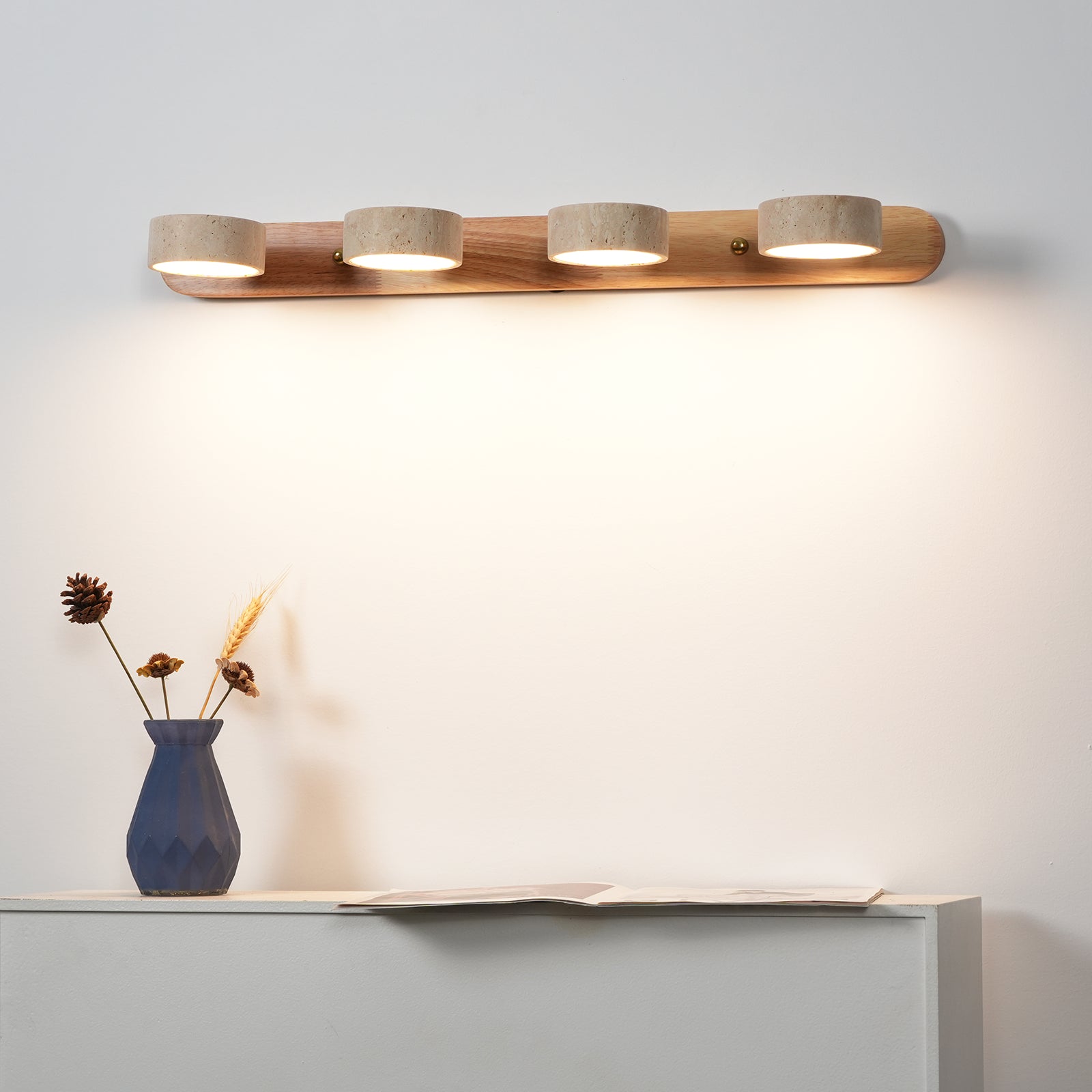 Travertine Wood Wall Light with Integrated LED – Elegant Indoor Wall Lamp for Living Room, Bedroom, and Hallway 7