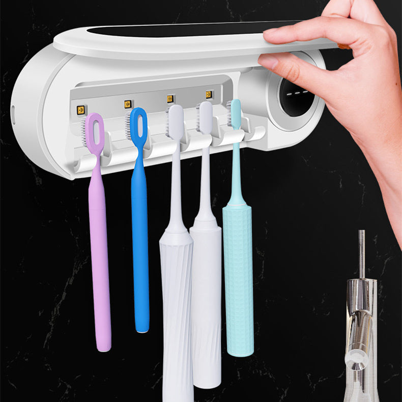 UV Light Wall Mounted Toothbrush Holder – Hygienic Bathroom Organizer for 5 Brushes with Rechargeable Battery and Automatic Shut-Off 3