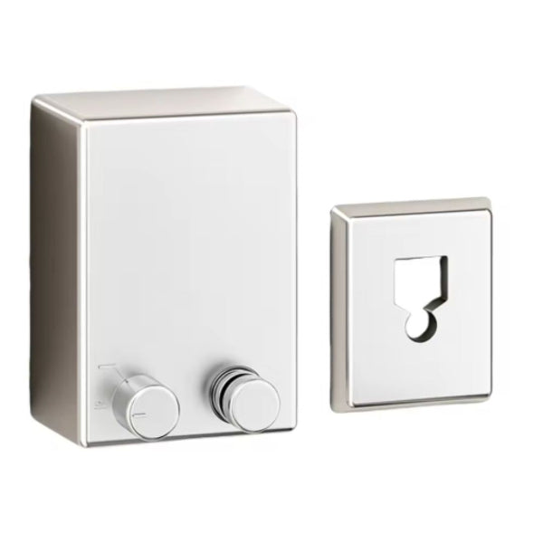 Chrome door handle and lock set on a white background
