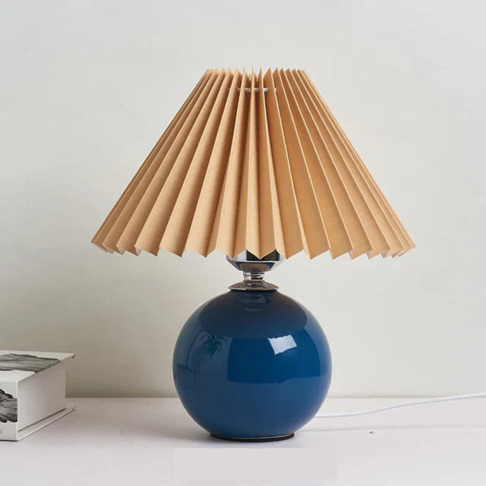 Vintage Table Lamp with Pleated Shade – Elegant Bedroom or Bedside Table Lamp for Warm Ambiance 2