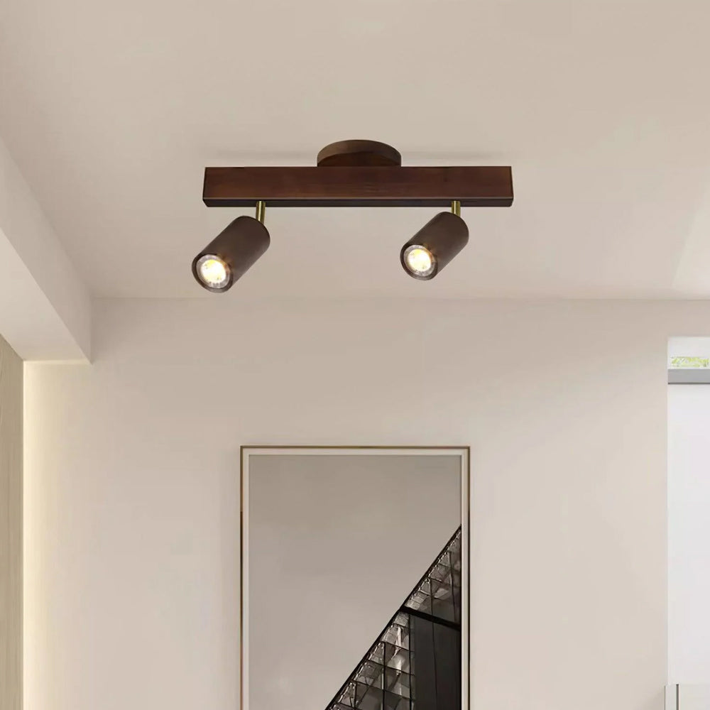 Vintage Wood LED Ceiling Light Fixture – Versatile Indoor Track Lighting for Dining Room, Living Room, or Bedroom 4
