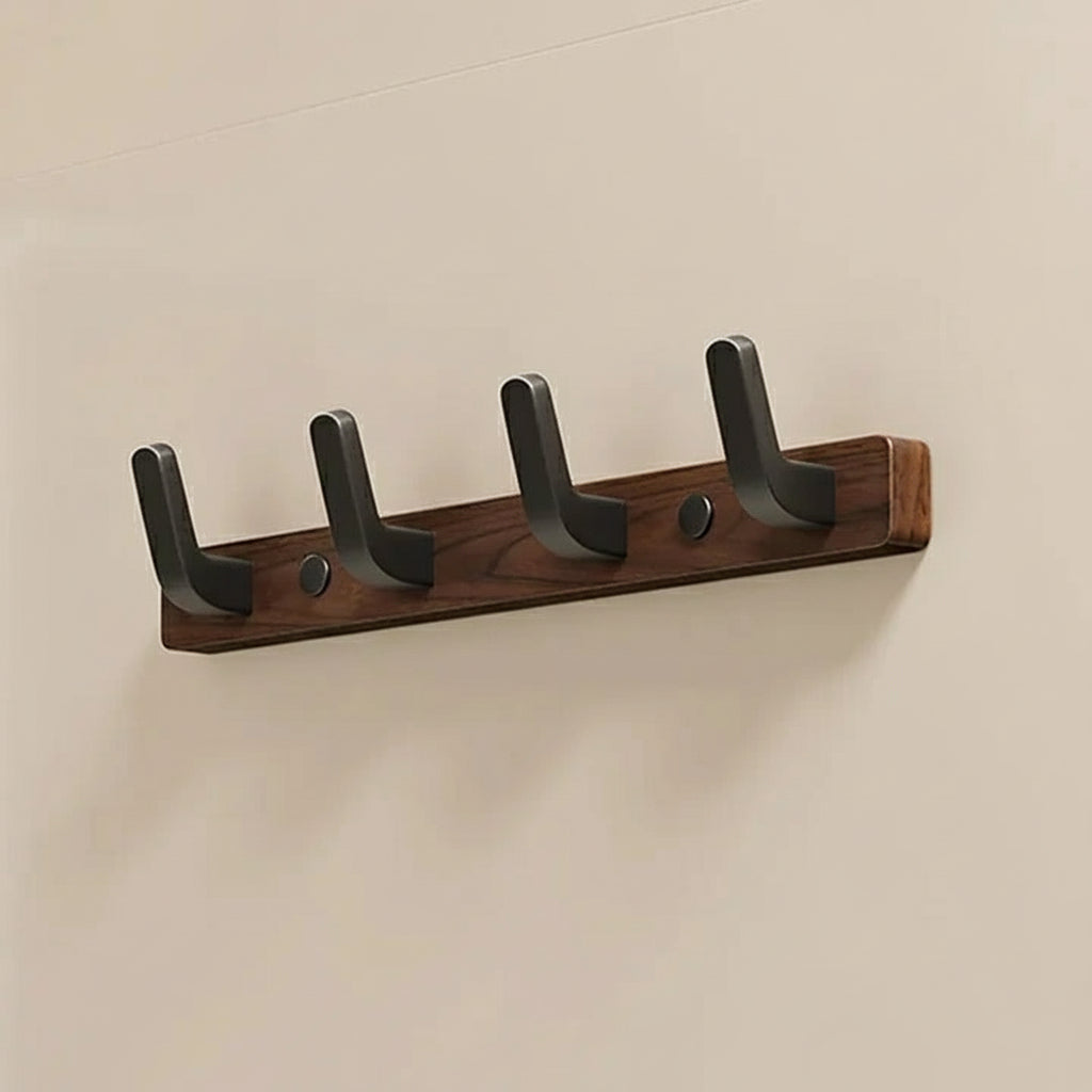 Wall-Mounted Coat Hook, Wood and Metal Design in Black Finish – Stylish Wall Hooks for Entryway, Bedroom, and Bathroom Storage 1