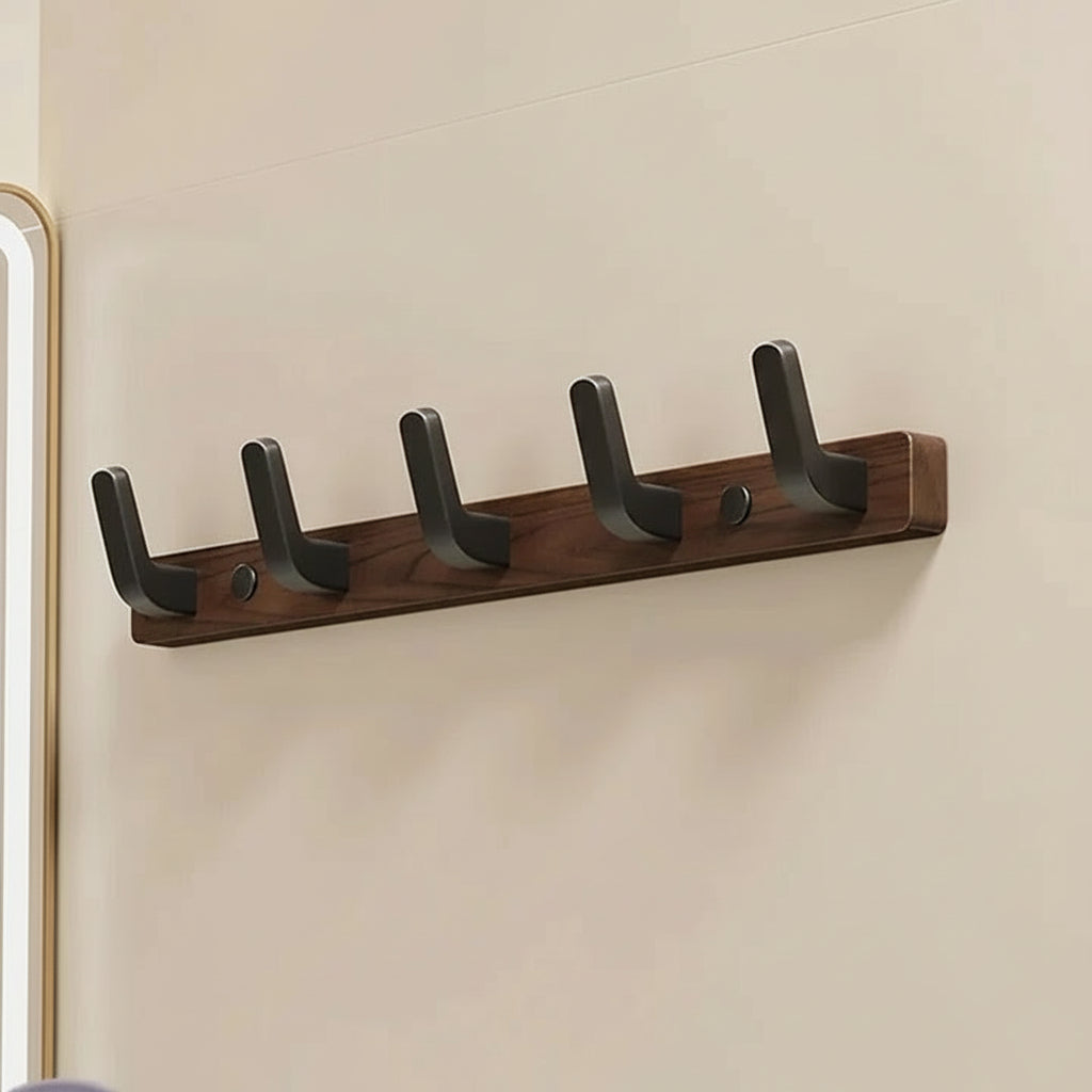 Wall-Mounted Coat Hook, Wood and Metal Design in Black Finish – Stylish Wall Hooks for Entryway, Bedroom, and Bathroom Storage 2