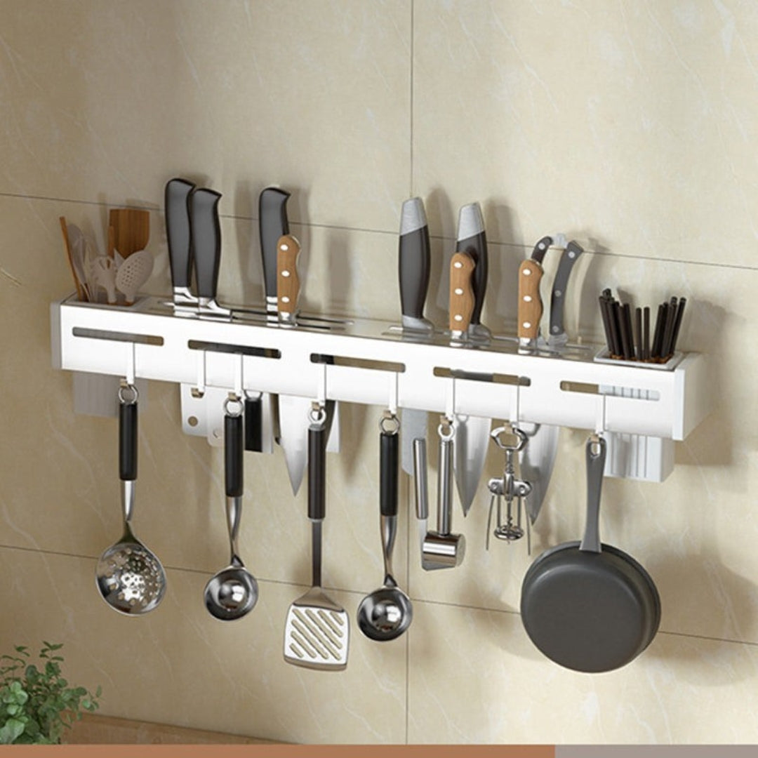 Wall-Mounted Stainless Steel Knife Holder – Space-Saving Kitchen Organizer for Efficient Storage a1