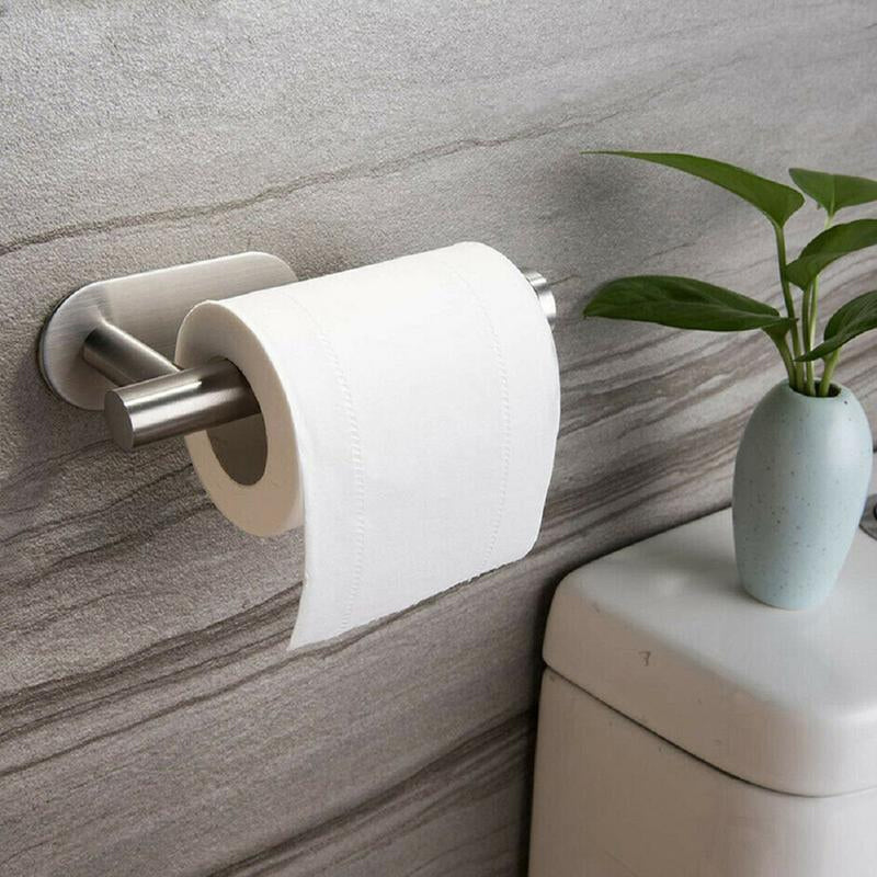 Wall-Mounted Stainless Steel Toilet and Kitchen Roll Holder - Durable, Modern Bathroom Accessory 0