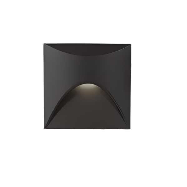 Black square wall light fixture on a white background