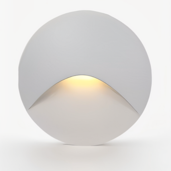 White spherical wall light on a white background