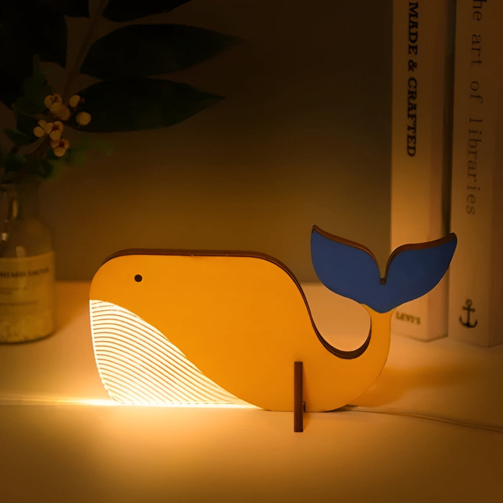 Wooden Animal Table Lamp for Kids – Cute LED Bedroom Lamp with Touch Switch and Soothing Illumination 1