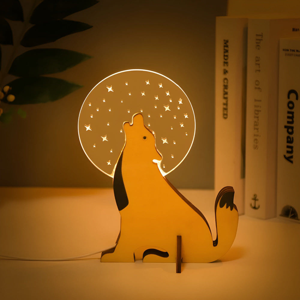 Wooden Animal Table Lamp for Kids – Cute LED Bedroom Lamp with Touch Switch and Soothing Illumination 3