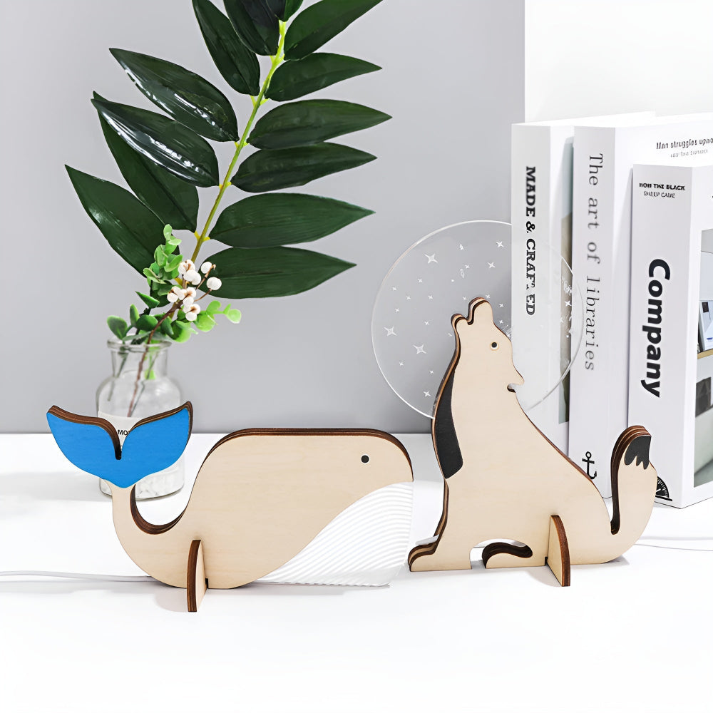Wooden Animal Table Lamp for Kids – Cute LED Bedroom Lamp with Touch Switch and Soothing Illumination 4