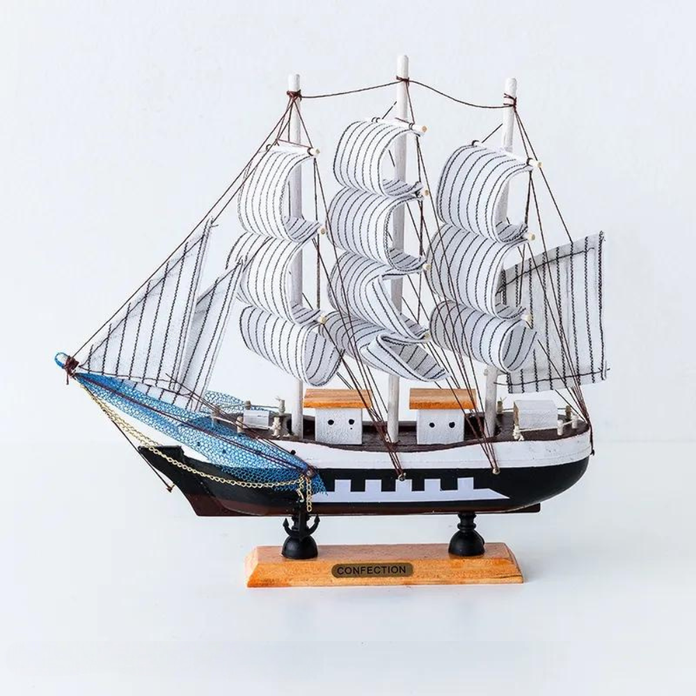 Wooden Sailboat Sculpture with LED Light – Nordic Home Decor Accent for Room Decor, Battery Operated Ambient Lighting 5