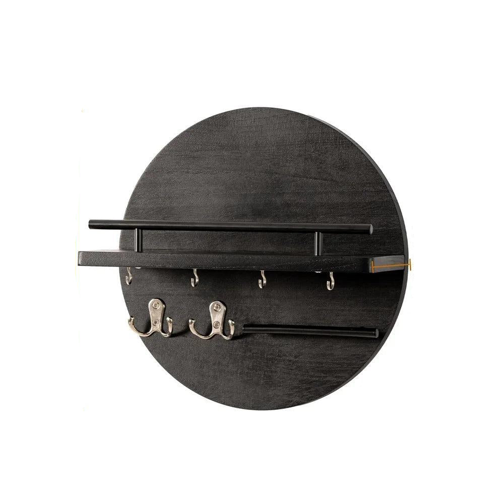 Wooden Wall Mounted Key Holder with Hooks and Shelf - Rustic Key Organiser for Entryway Storage 4