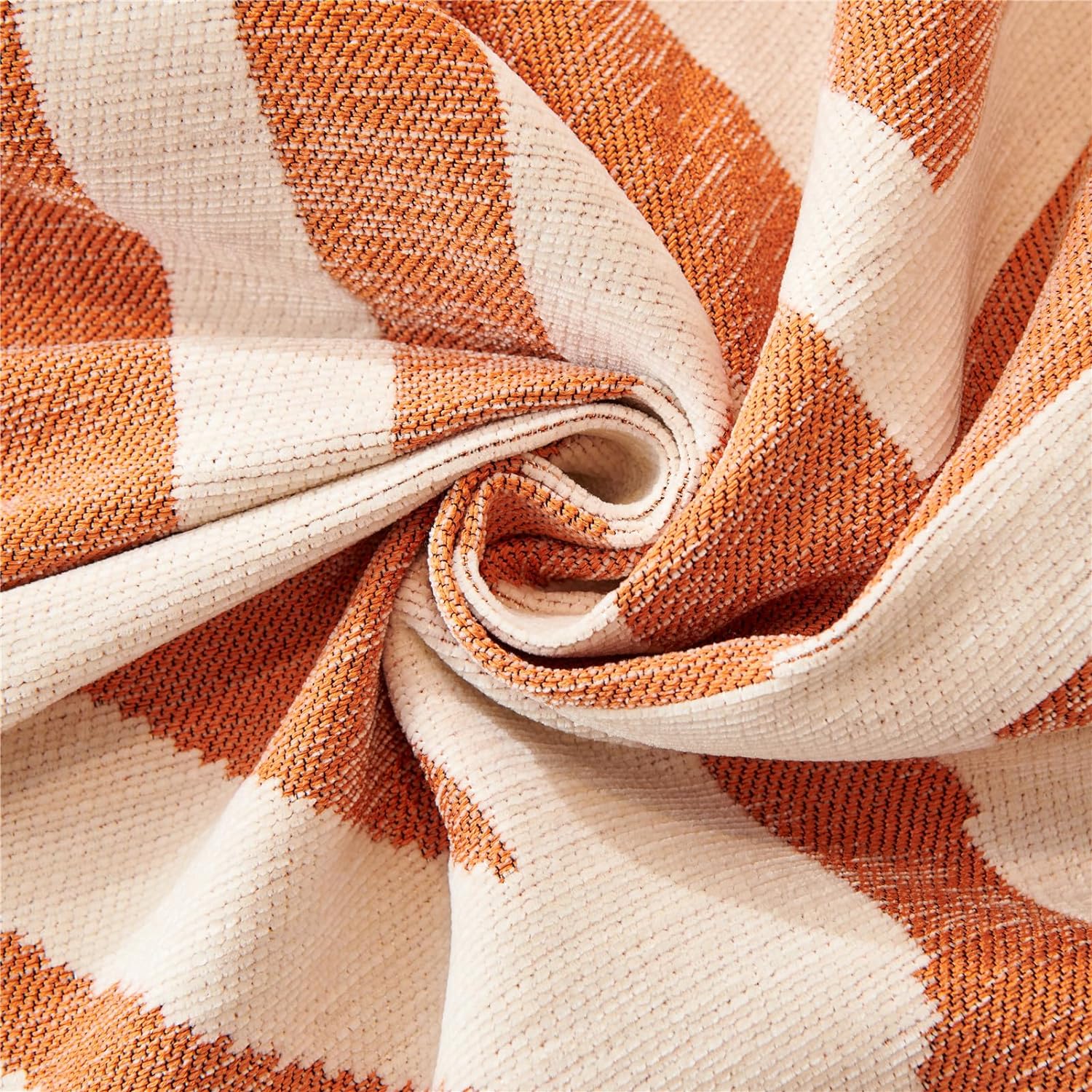 Close-up of orange and beige checkered fabric