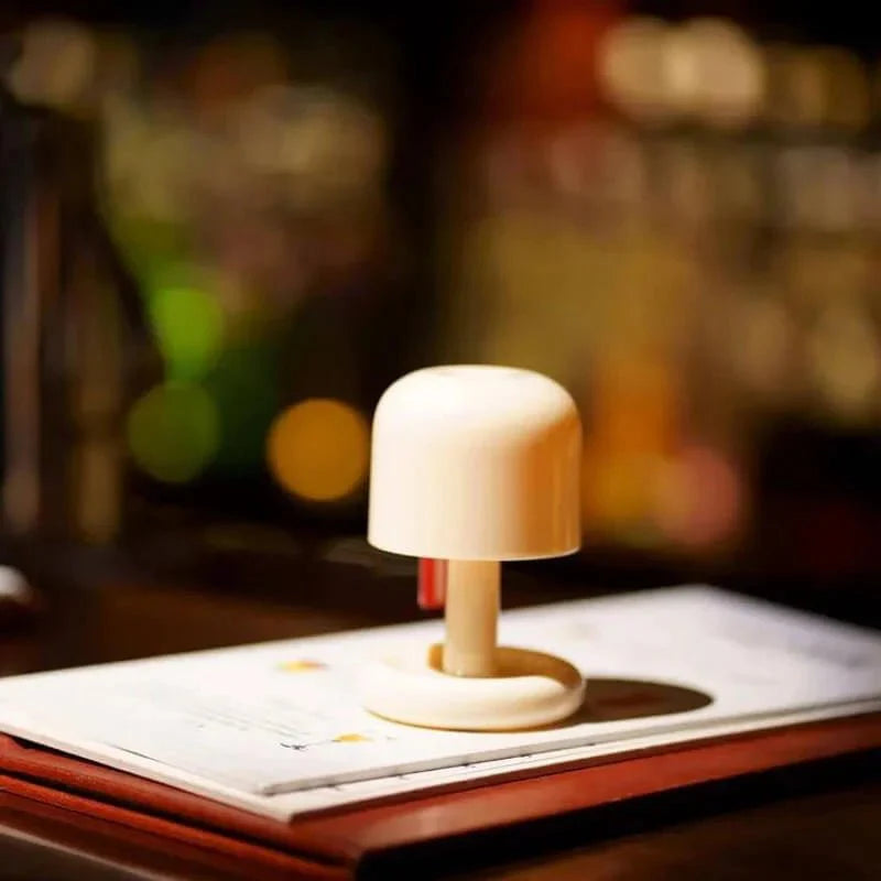 Small lamp on a book with a blurred background