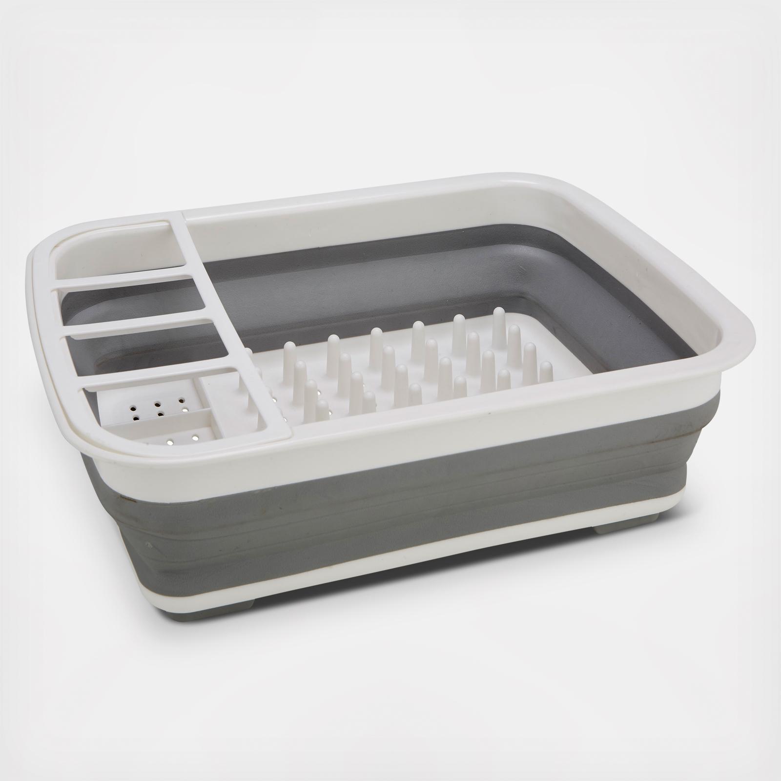 Foldable Kitchen Dish Drainer with Integrated Water Drain – Space-Saving Plastic Dish Rack for Efficient Drying