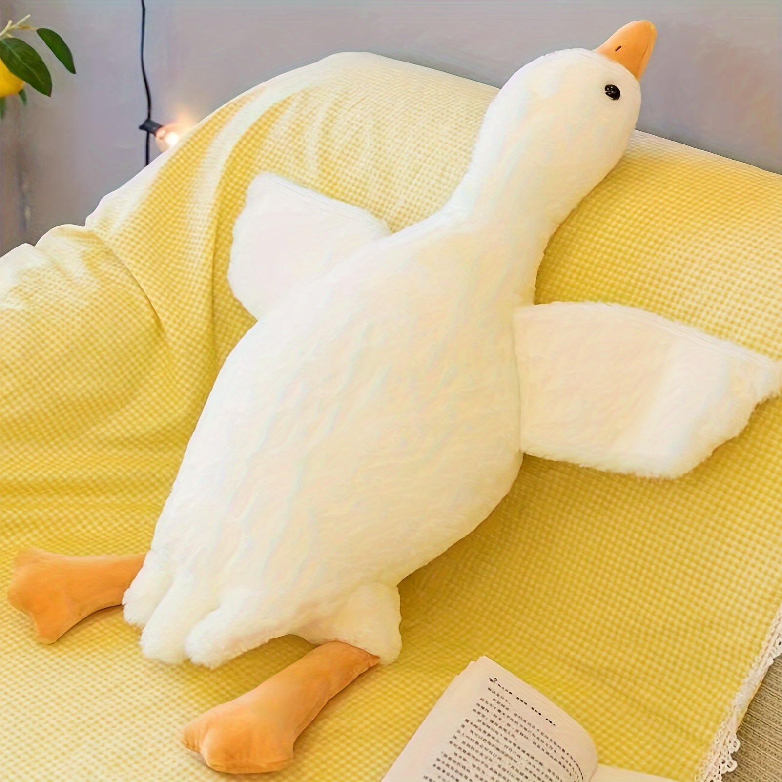 Soft White Duck Plush Toy –  Swan Goose Stuffed Animal & Fluffy Floor Mat for Kids’ Room and Home Décor (0-3 years)