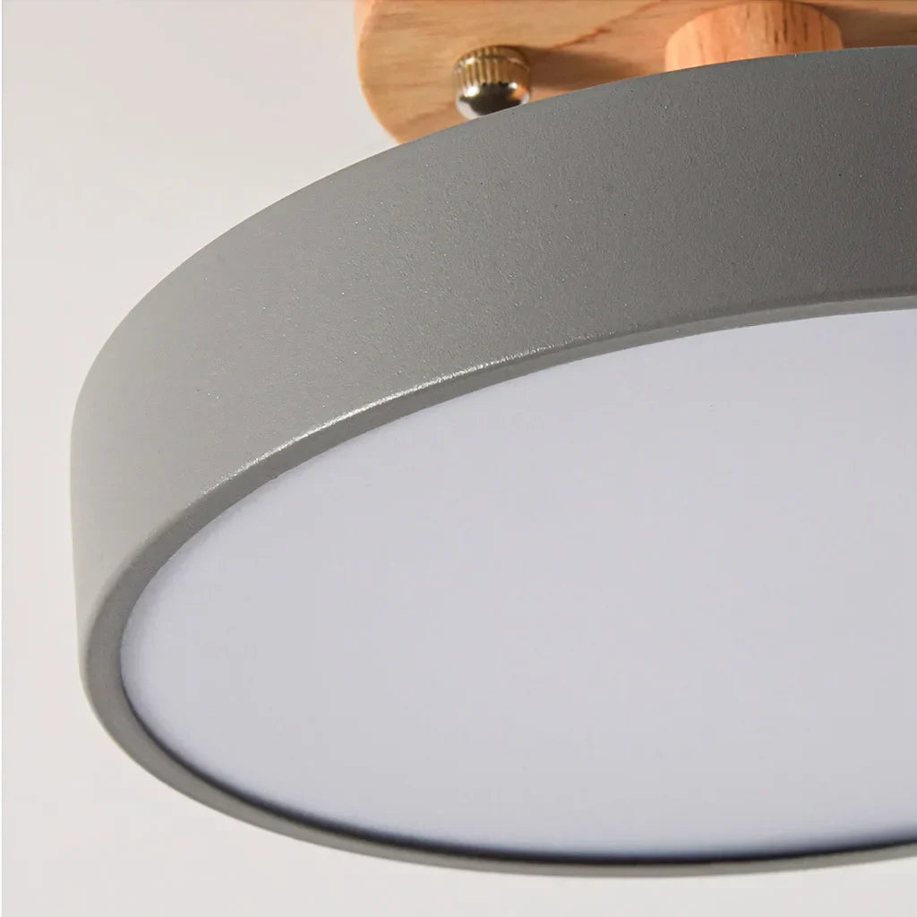 Macaron Round Wood Grain Ceiling Lamp