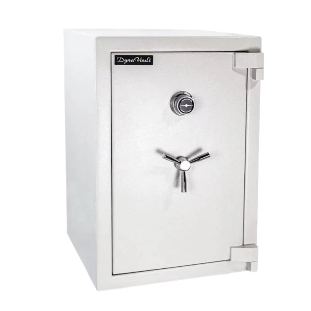 Hayman DV-3019 DynaVault Burglar Fire Safe with a combination dial lock and the door closed