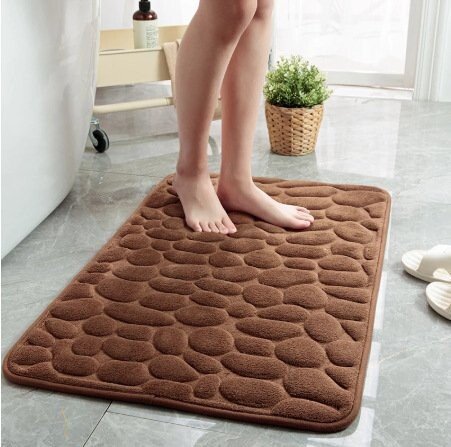 Non-Slip Cobblestone Bathroom Mat – Soft Absorbent Quick Dry Bath Rug for Shower & Floor