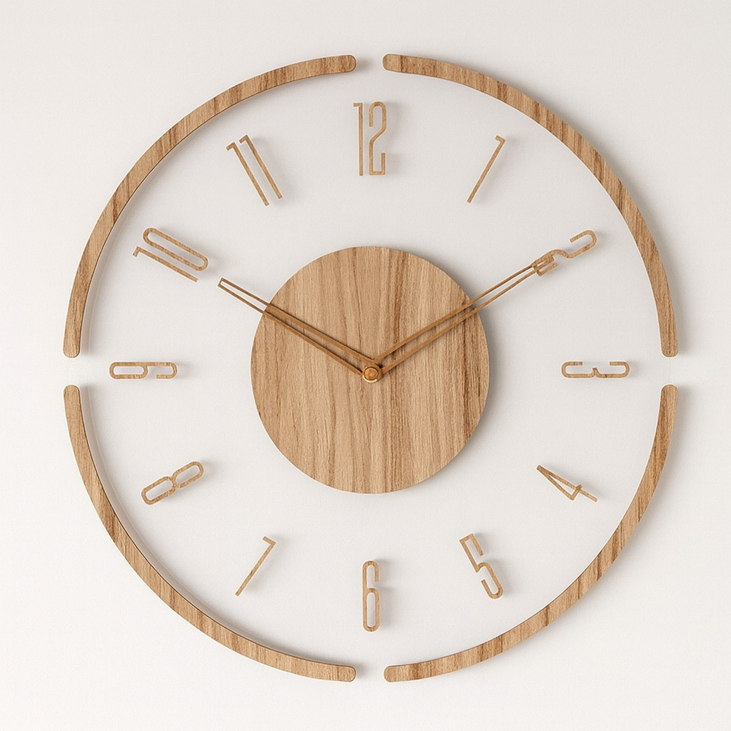 Scandinavian Stylish Solid Wood Wall Clock 14 inch