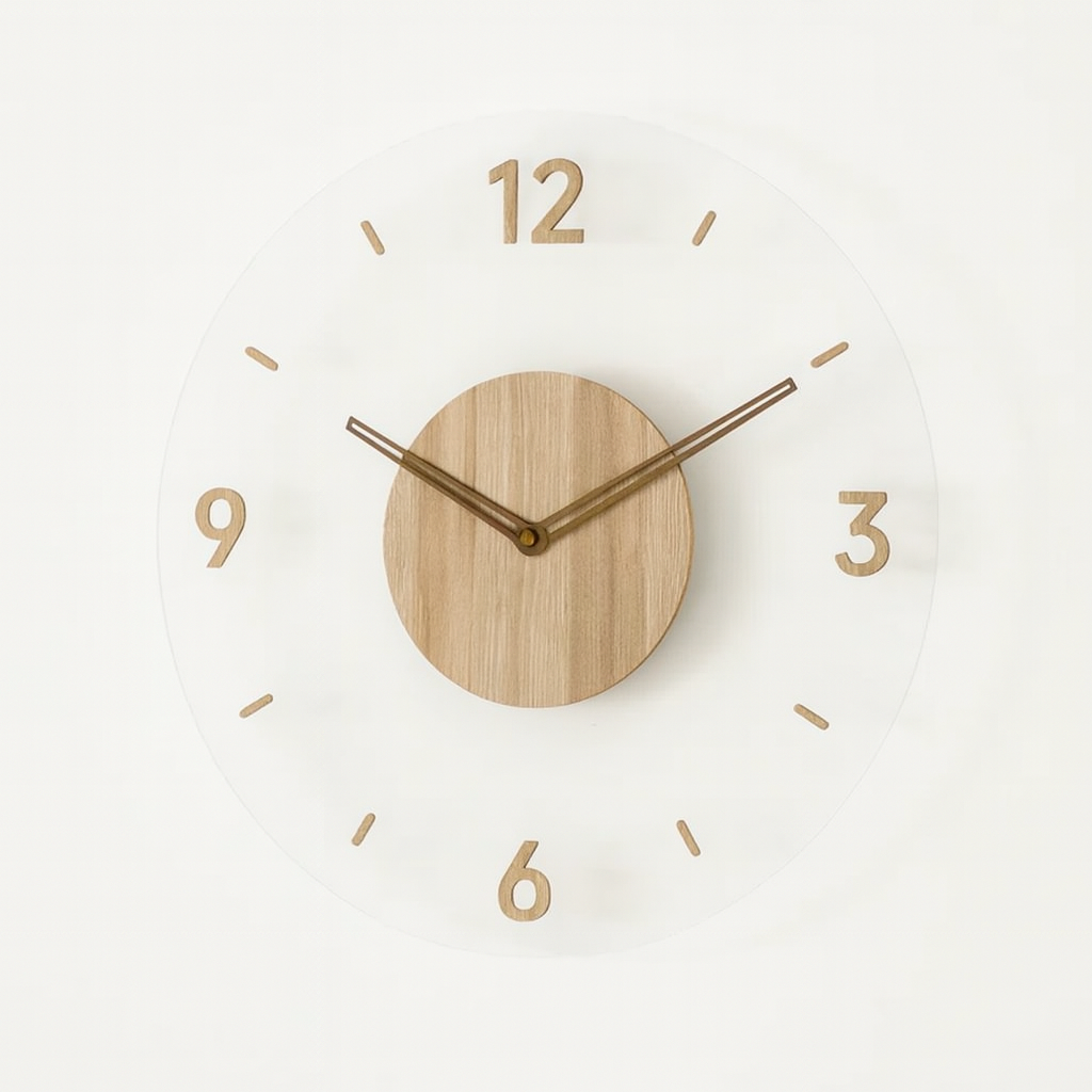 Scandinavian Stylish Solid Wood Wall Clock 14 inch
