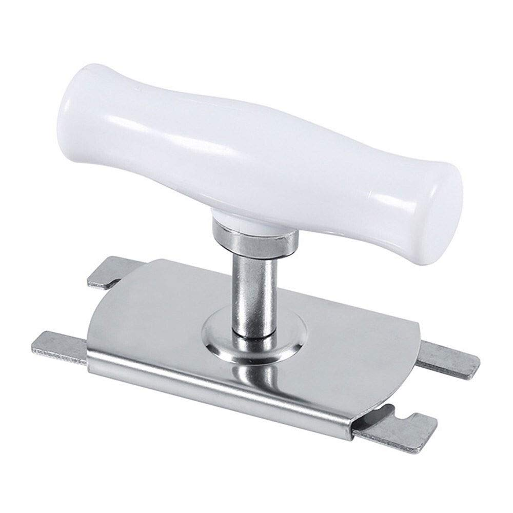 Metal tool with white handle on a white background