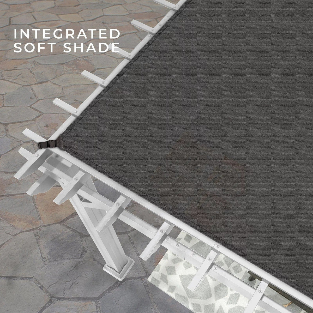 14×10 Hawthorne Traditional Steel Pergola With Sail Shade Soft Canopy
