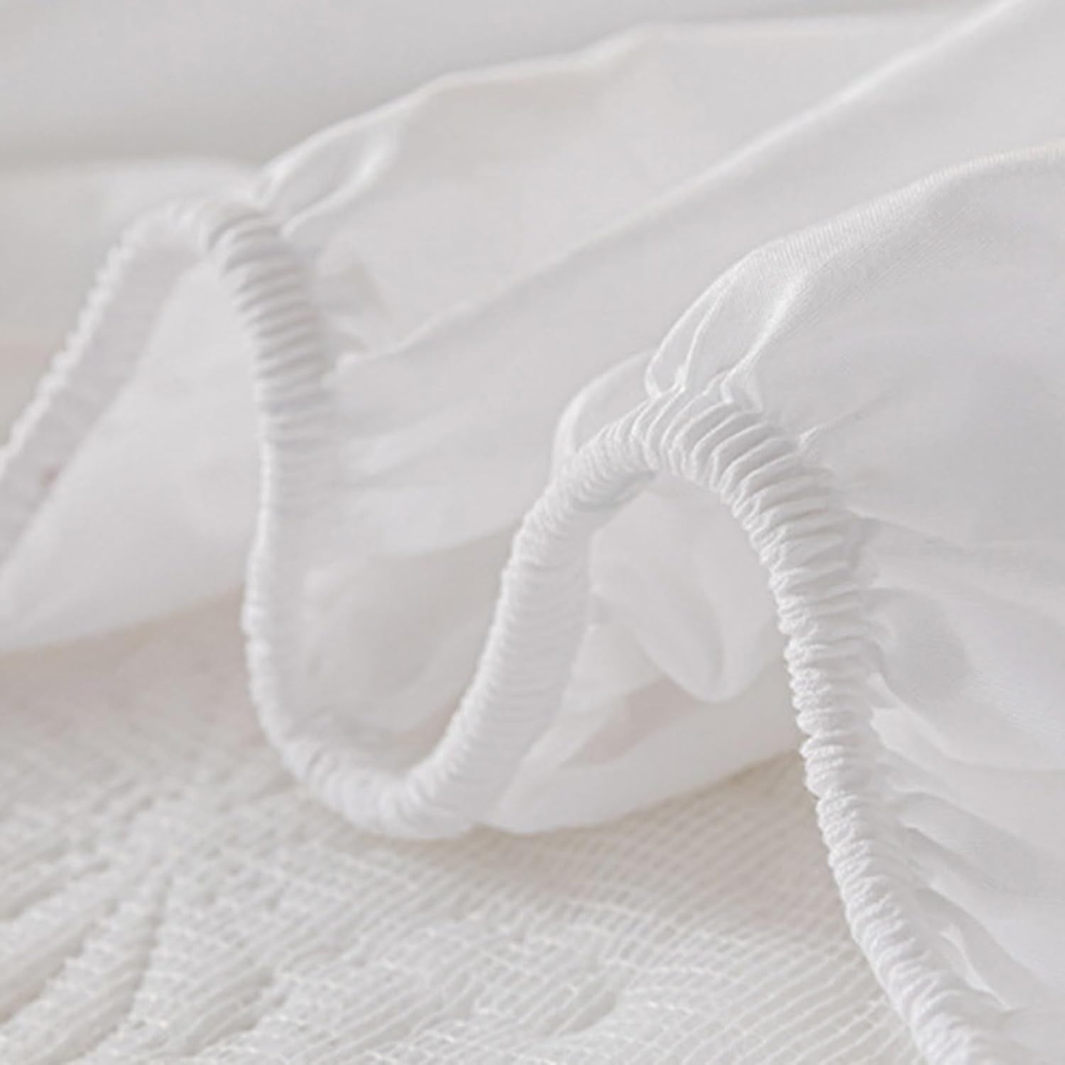Close-up of a white textured fabric with a soft background