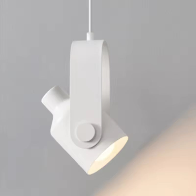 White pendant light fixture on a gray background
