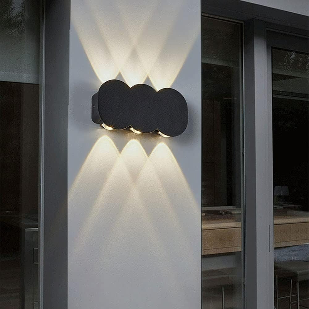 Modern outdoor wall light fixture on a building exterior