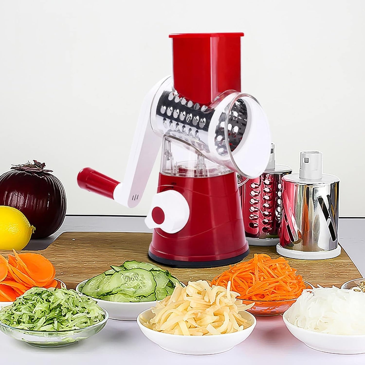 Efficient Vegetable Slicer and Cutter – Versatile Drum Grater for Quick Meal Prep, Easy to Use and Clean 1