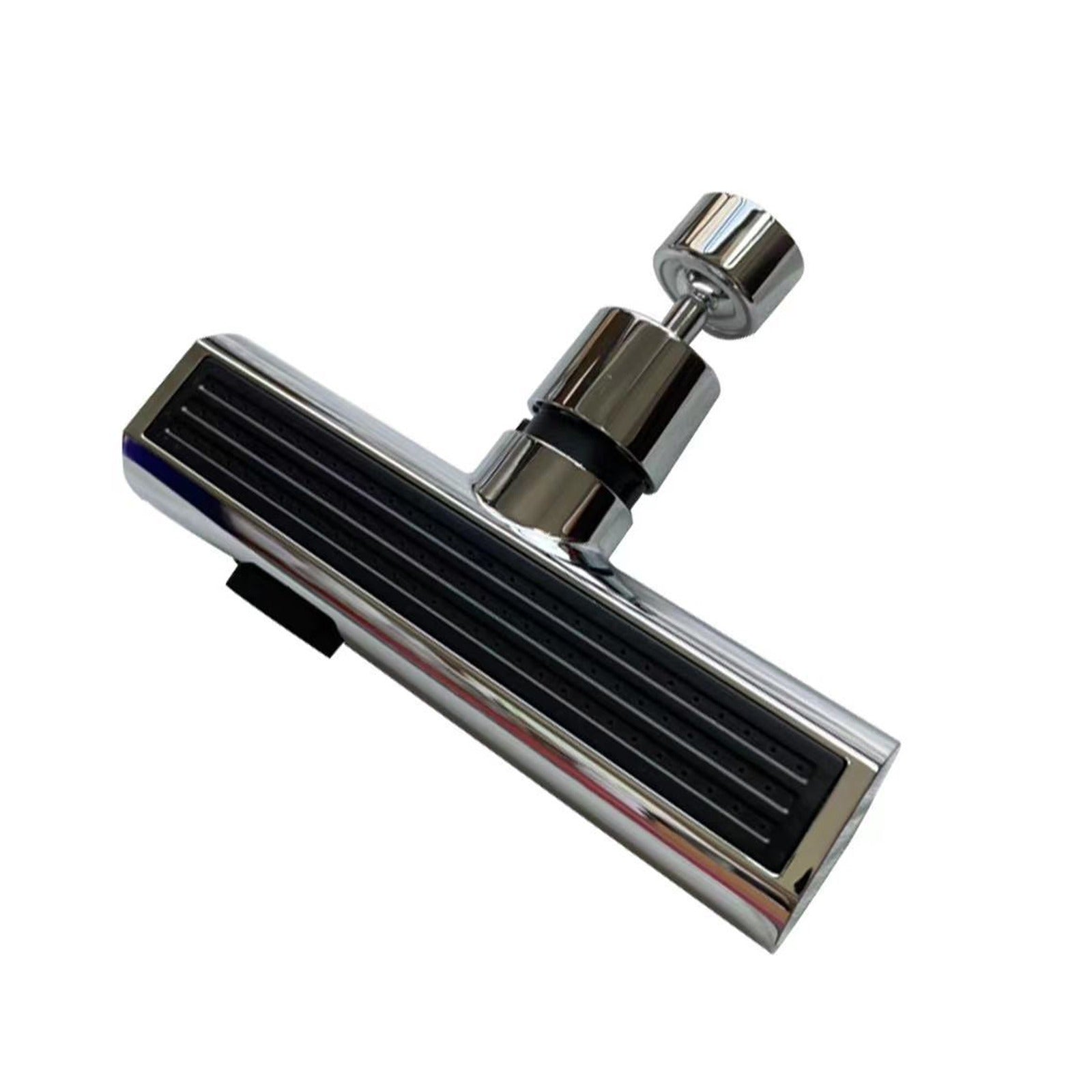 Chrome valve handle on a white background