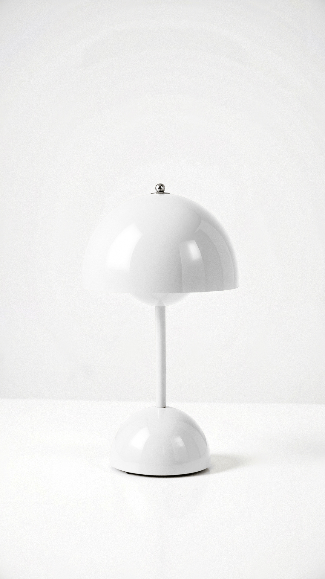 Modern white dome table lamp with minimalist design