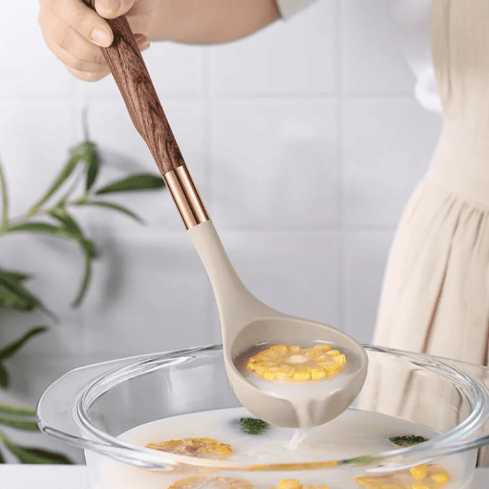 10-Piece Silicone Kitchen Utensil Set with Non-Slip Wooden Handles – Heat Resistant Cooking Utensils for Kitchenware 2