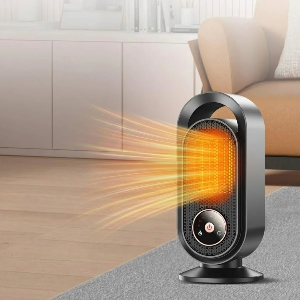 1000W Ceramic Mini Fan Heater with Touch Screen – Portable Table Heater for Home and Office 1