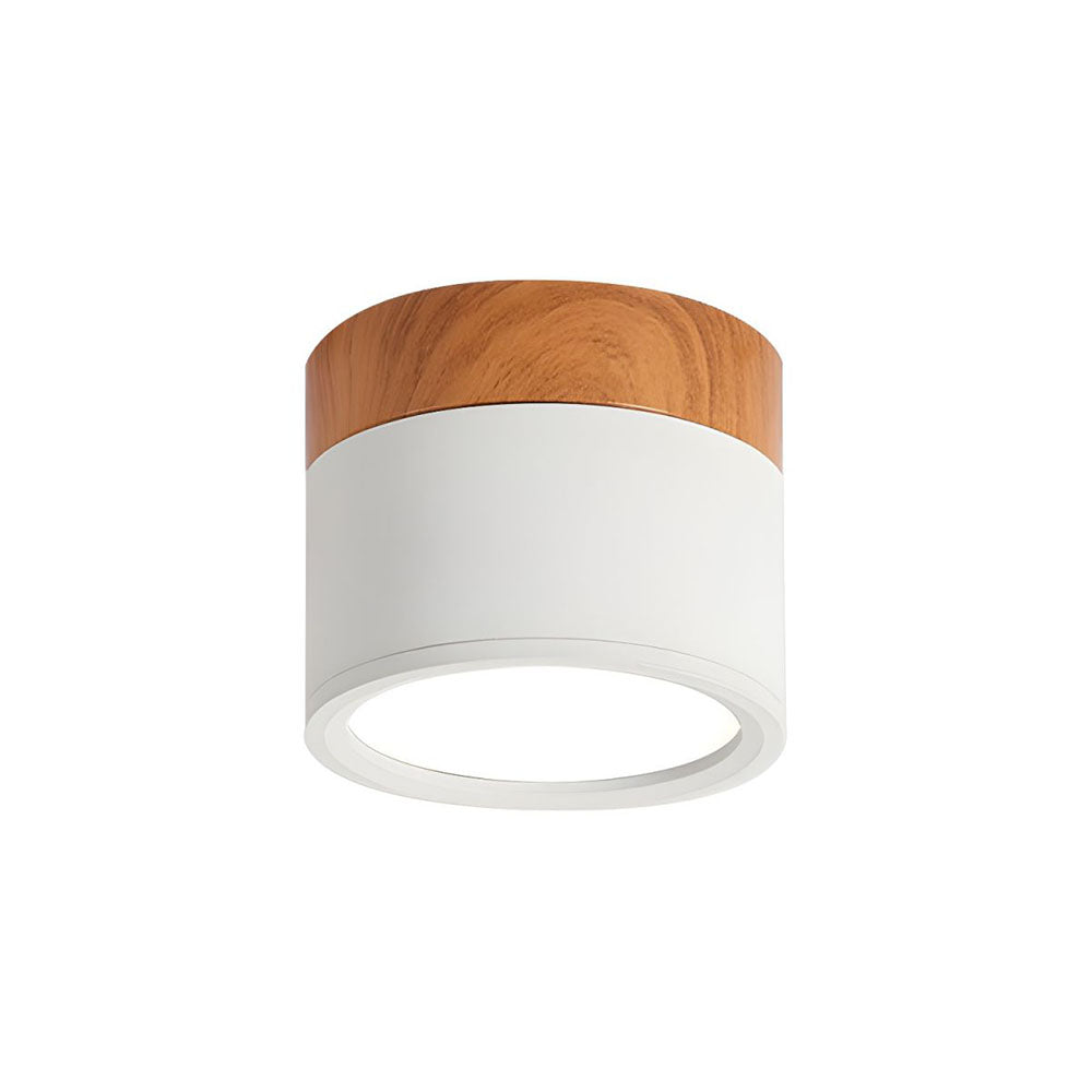 White lamp with wood accent
