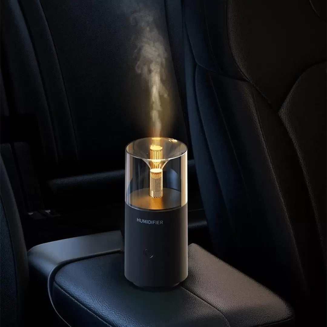 Humidifier emitting steam on a car seat