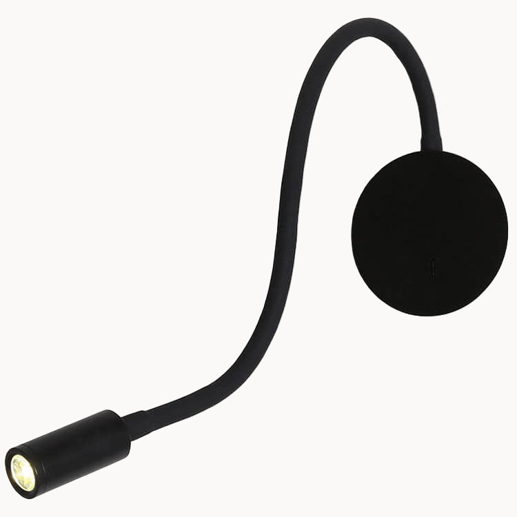 Black flexible neck light on a white background