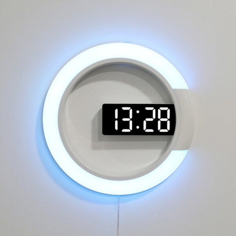 Digital clock with LED lighting on a white background
