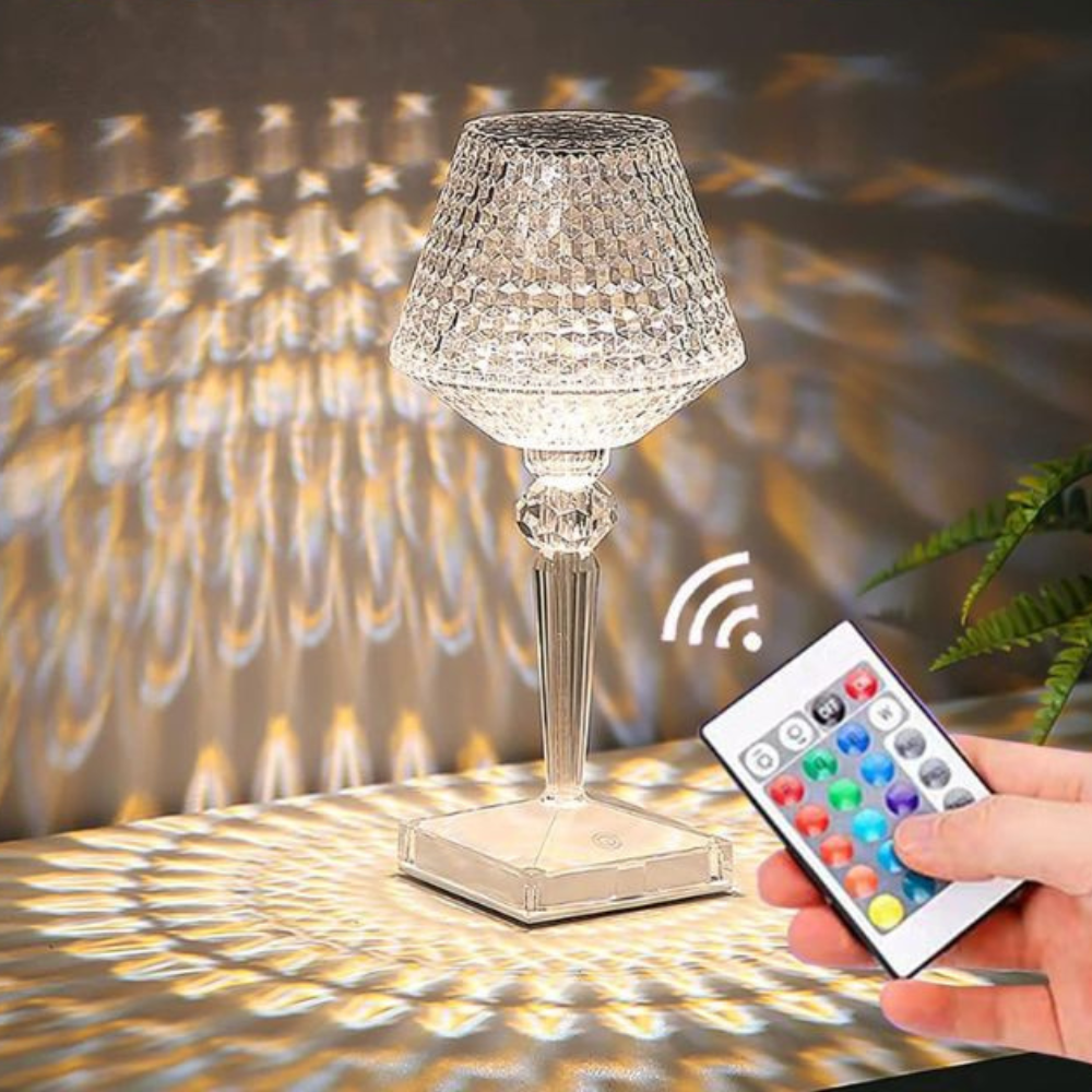 Elegant Crystal Cordless Table Lamp with Touch Control – 16 Color Options for Bedside and Bedroom Décor 1