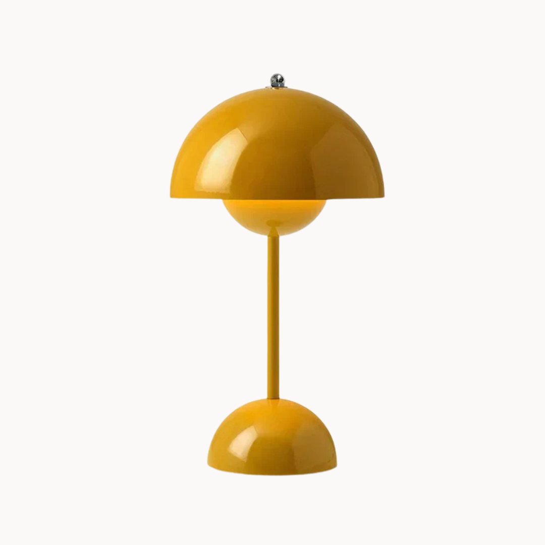 Yellow table lamp on a white background