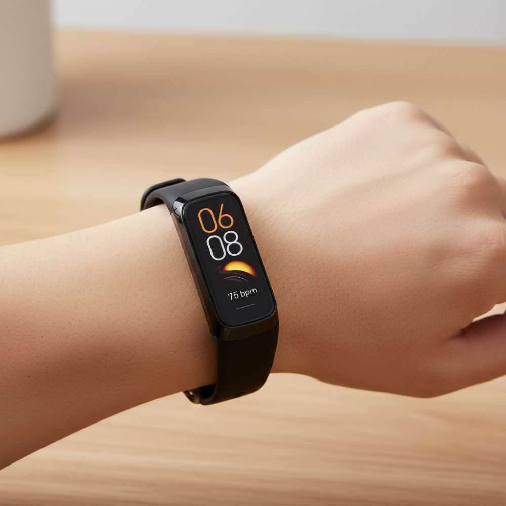 Smartwatch on a wrist with a blurred background